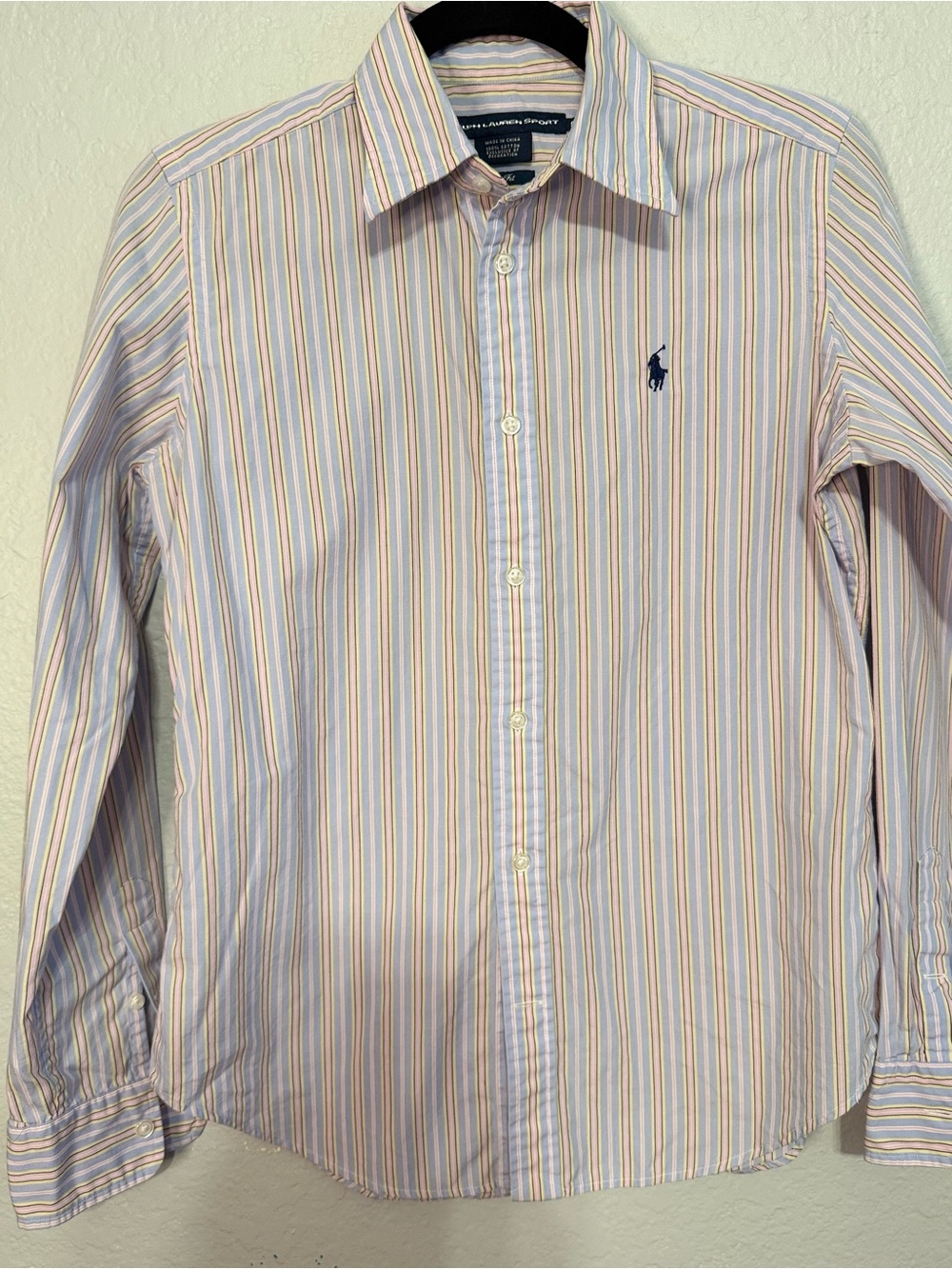 Ralph Lauren Women's Striped Button-Down Shirt in Light Blue, White & Peach - Picture 6 of 6